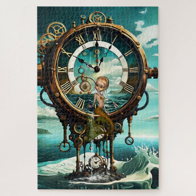 Quebra-cabeça Relógio do mar com galos fantásticos (Vertical)