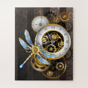 Quebra-cabeça Relógio Steampunk com Dragonfly Mecânica