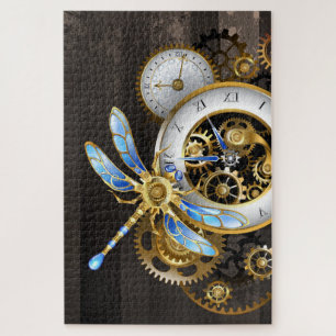 Quebra-cabeça Relógio Steampunk com Dragonfly Mecânica
