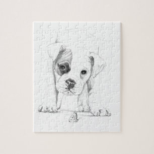 Quebra-cabeça Remende uma arte do desenho do filhote de cachorro