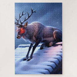 Quebra-cabeça Rena assustadora no telhado!