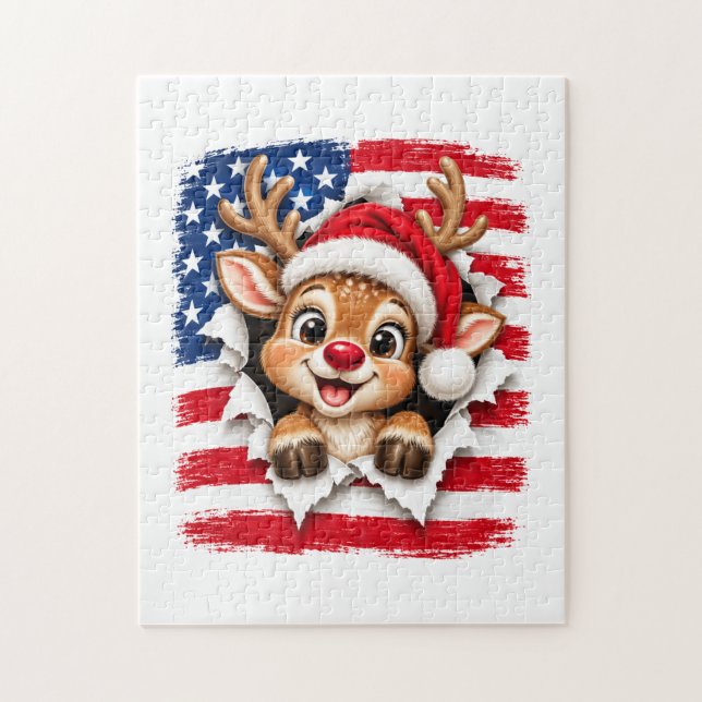 Quebra-cabeça Rena de Natal Americana (Vertical)