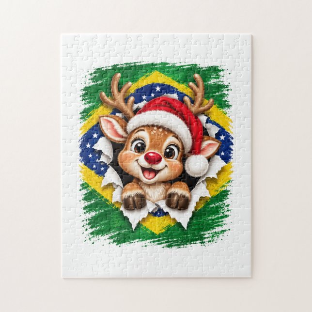Quebra-cabeça Rena de Natal Brasileira (Vertical)