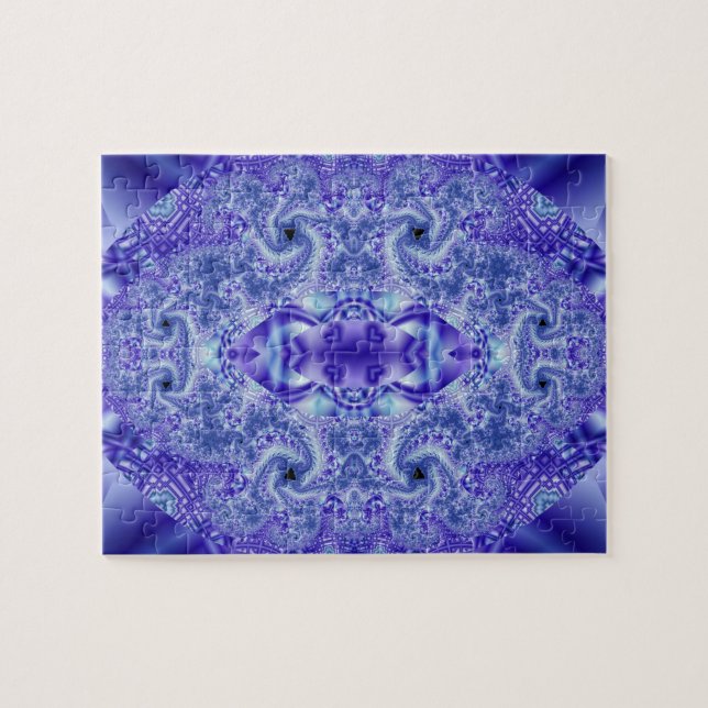 Quebra-cabeça Renda | Arte Fractal Roxa e Branca (Horizontal)