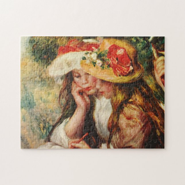 Quebra-cabeça Renoir duas meninas que lêem no azulejo do jardim (Horizontal)