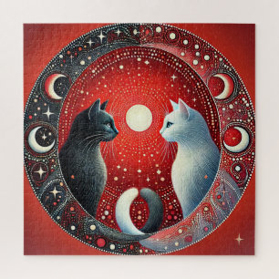 Quebra-cabeça Representação Artística de Gatos Yin e Yang