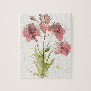 Quebra-cabeça Respingo cor-de-rosa escuro floral