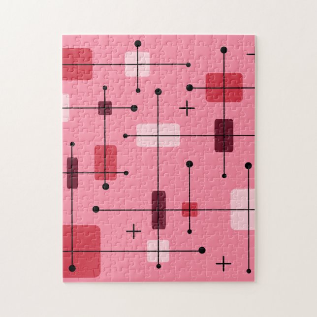 Quebra-cabeça Retângulos Arredondados Rosa Quadrados (Vertical)
