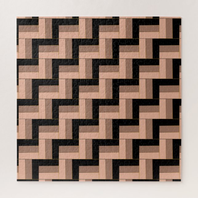 Quebra-cabeça Retângulos Geométricos Pretos de Mocha Castanho (Vertical)