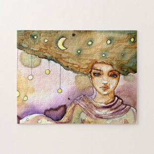Quebra-cabeça Retrato abstrato e mulher bonito