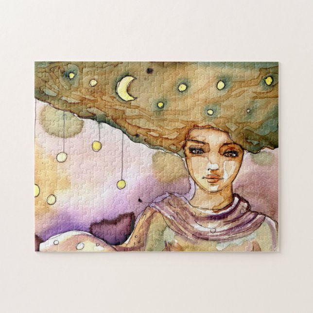 Quebra-cabeça Retrato abstrato e mulher bonito (Horizontal)