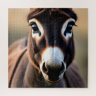 Quebra-cabeça Retrato aproximado de burro curioso