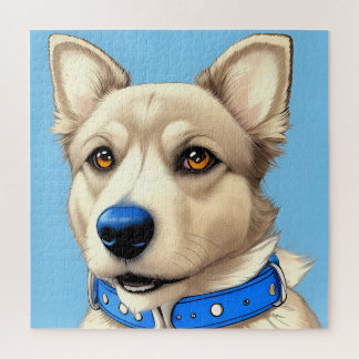 Quebra-cabeça Retrato aproximado de um cão vestindo uma coleira