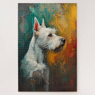 Quebra-cabeça Retrato Artístico de Terrier em Vibrante Pintura a