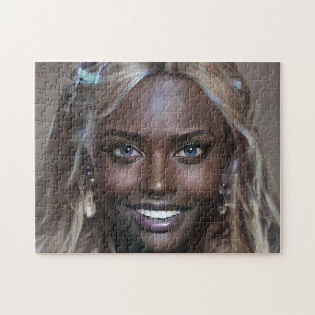 Quebra-cabeça Retrato Brunette Blonde Sorria Dentes Jovem Mulher (Horizontal)