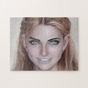 Quebra-cabeça Retrato Brunette Sorri Dentes Jovem Mulher