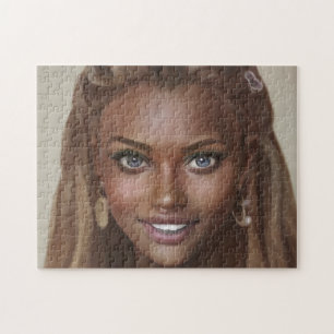 Quebra-cabeça Retrato Brunette Sorri Dentes Jovem Mulher