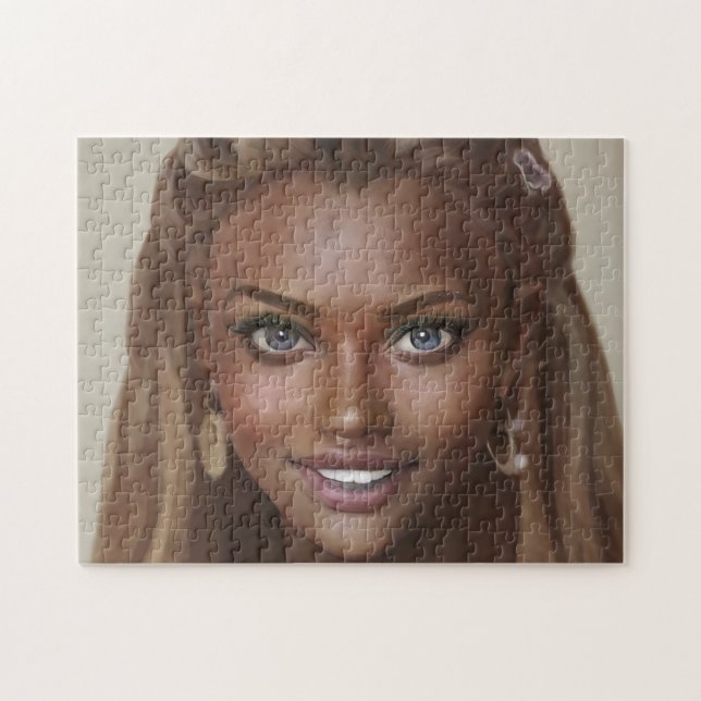 Quebra-cabeça Retrato Brunette Sorri Dentes Jovem Mulher (Horizontal)