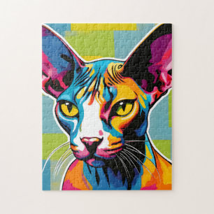 Quebra-cabeça Retrato Cat Sphynx Pop Art