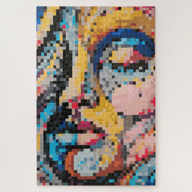 Quebra-cabeça Retrato Colorido de Arte em Pixel (Vertical)
