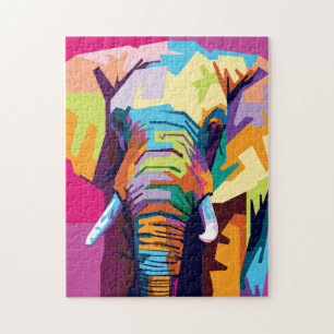 Quebra-cabeça Retrato colorido de elefante Pop
