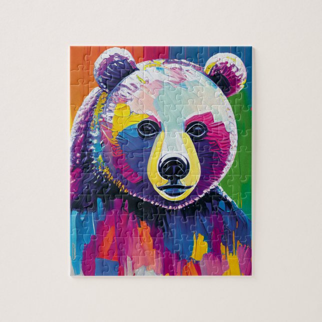 Quebra-cabeça Retrato Colorido do Urso (Vertical)