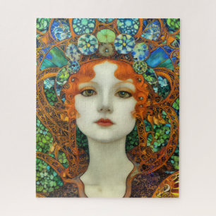 Quebra-cabeça Retrato da Bela Mulher em Estilo de Vidro Estido