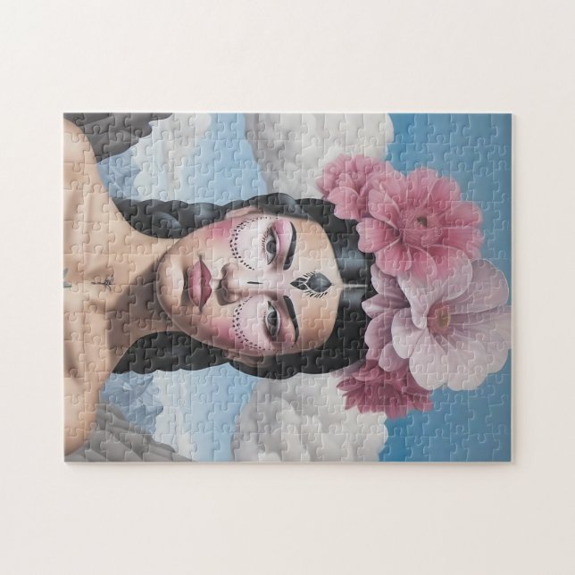 Quebra-cabeça Retrato da menina florista (Horizontal)