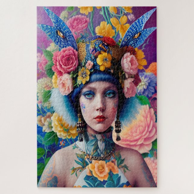 Quebra-cabeça Retrato da princesa floral (Vertical)