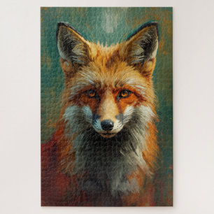 Quebra-cabeça Retrato da Raposa Vermelha Artística - Pintura a Ó