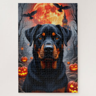Quebra-cabeça Retrato de Arte de Halloween da Lua de Sangue do R