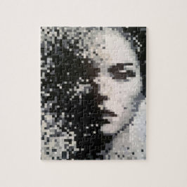 Quebra-cabeça Retrato de Arte em Pixel Preto e Branco