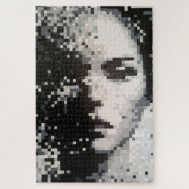 Quebra-cabeça Retrato de Arte em Pixel Preto e Branco