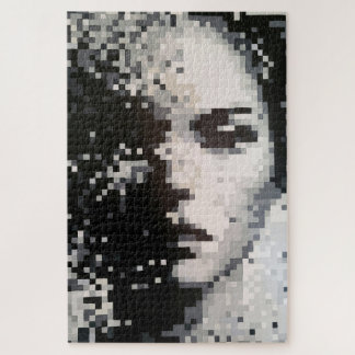Quebra-cabeça Retrato de Arte em Pixel Preto e Branco