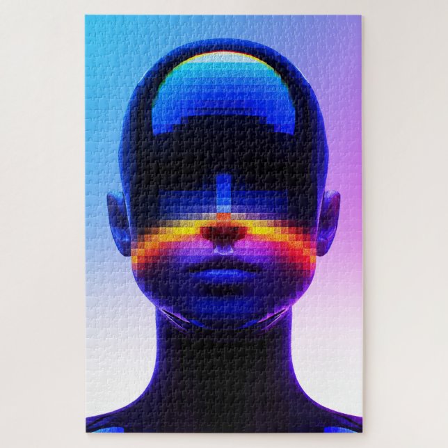 Quebra-cabeça Retrato de Arte Futurística em Pixel - Abstrato di (Vertical)