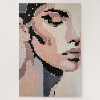 Quebra-cabeça Retrato de Arte Neutral de Pixel Moderno da Sereni
