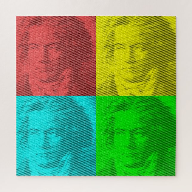 Quebra-cabeça Retrato De Beethoven Em Quadrados (Vertical)