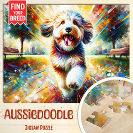 Quebra-cabeça Retrato de Cachorro Aussiedoodle Impressão de Arte