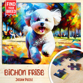 Quebra-cabeça Retrato de Cachorro Bichon Frise Impressão de Arte
