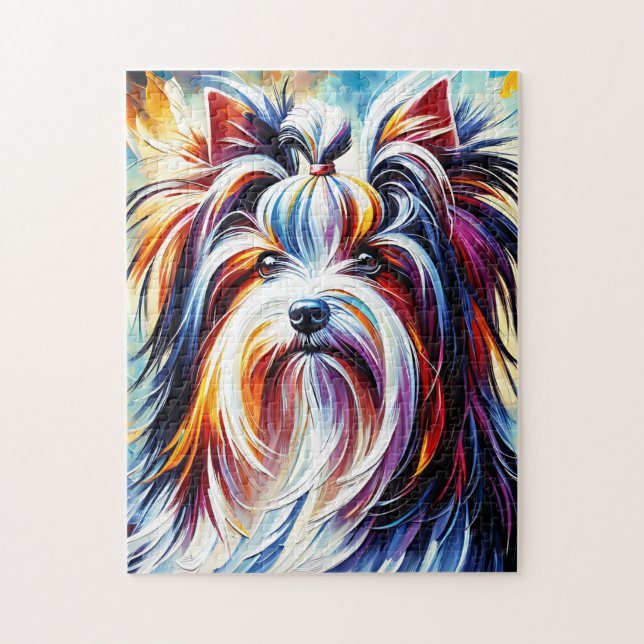 Quebra-cabeça Retrato de Cachorro Biewer Terrier Impressão de Ar (Vertical)