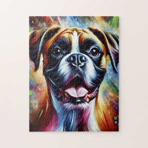 Quebra-cabeça Retrato de Cachorro Boxer Impressão de Arte em Acr