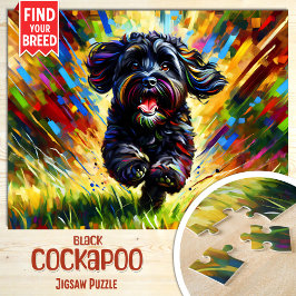 Quebra-cabeça Retrato de Cachorro Cockapoo Preto Impressão de Ar
