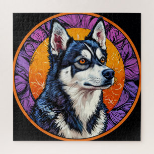 Quebra-cabeça Retrato de Cachorro com Fundo Inspirado em Mosaico