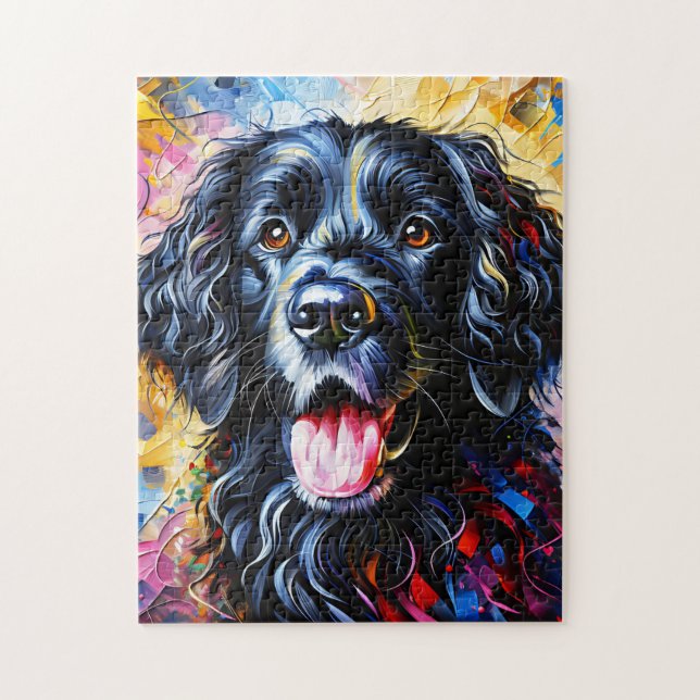 Quebra-cabeça Retrato De Cachorro De Retriever Revestido Curly A (Vertical)