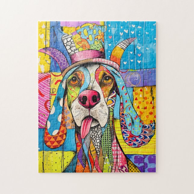 Quebra-cabeça Retrato de Cachorro em Estilo Pop-Art Retro (Vertical)