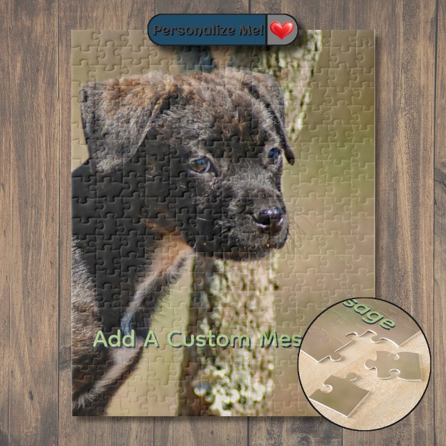 Quebra-cabeça Retrato de Cachorro Listrado (Brindle Puppy Portrait Jigsaw Puzzle)
