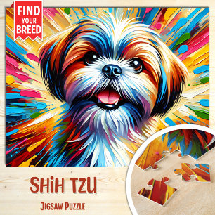 Quebra-cabeça Retrato de Cachorro Shih Tzu Impressão de Arte em 