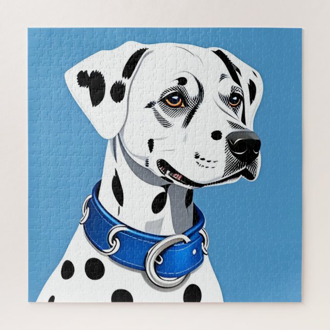 Quebra-cabeça Retrato de Cão Dálmata com Coleira Azul (Vertical)