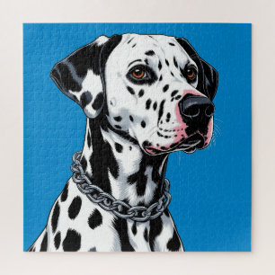 Quebra-cabeça Retrato de Cão Dalmata Contra Fundo Azul