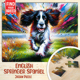 Quebra-cabeça Retrato de Cão English Springer Spaniel Arte Acríl